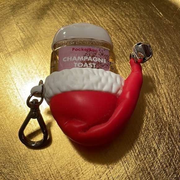 Pocketbac champagne toast hand sanatizer and key ring Christmas theme. Sz small - Picture 2 of 2